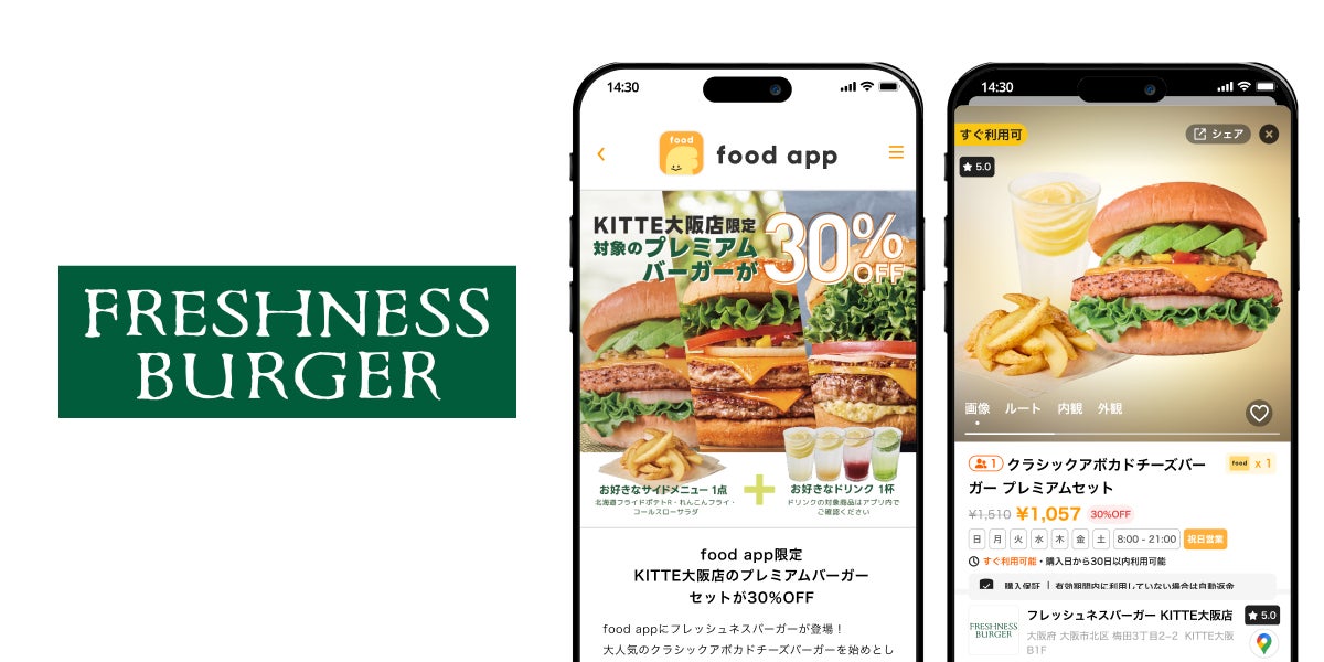 フレッシュネスバーガーのプレミアムセットがfood appに登場！