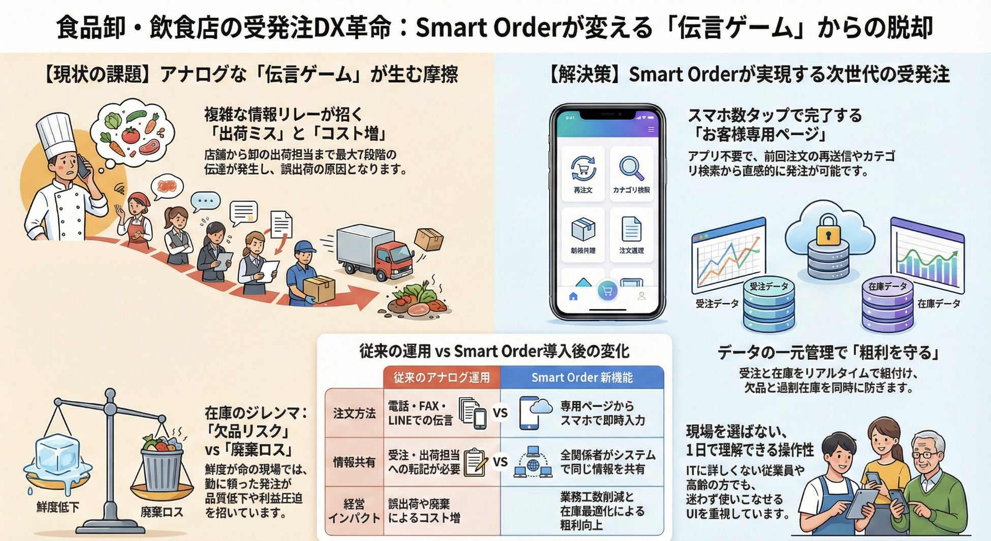 飲食店と食品卸を繋ぐデジタル発注革命を「Smart Order」が新機能で実現！