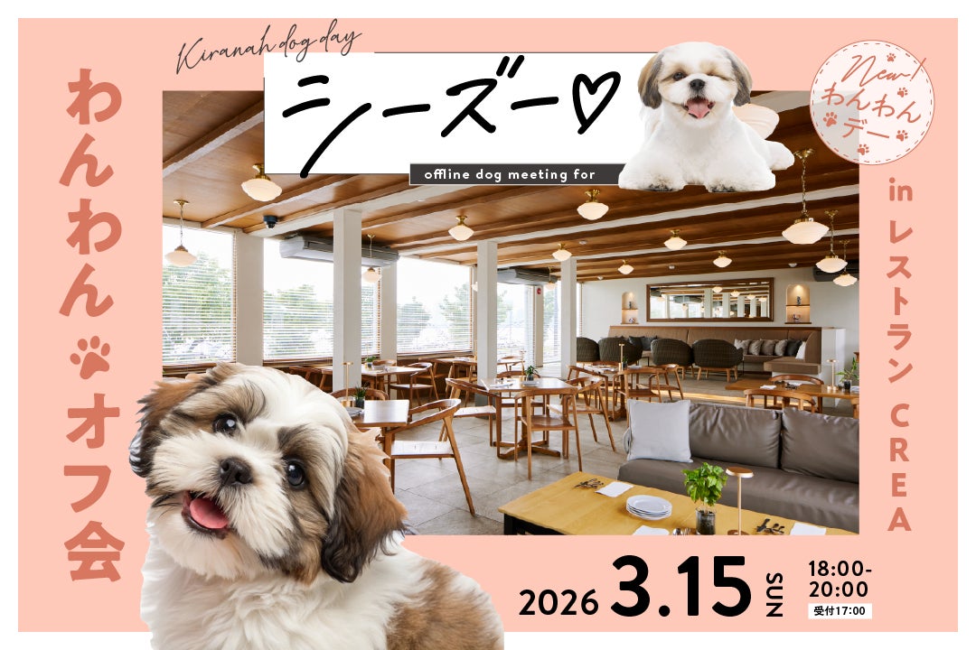 犬種別リアルイベント始動。レストランCREAでシーズー50頭規模の交流会を開催｜2026年3月15日(日)【キラナガーデン豊洲】