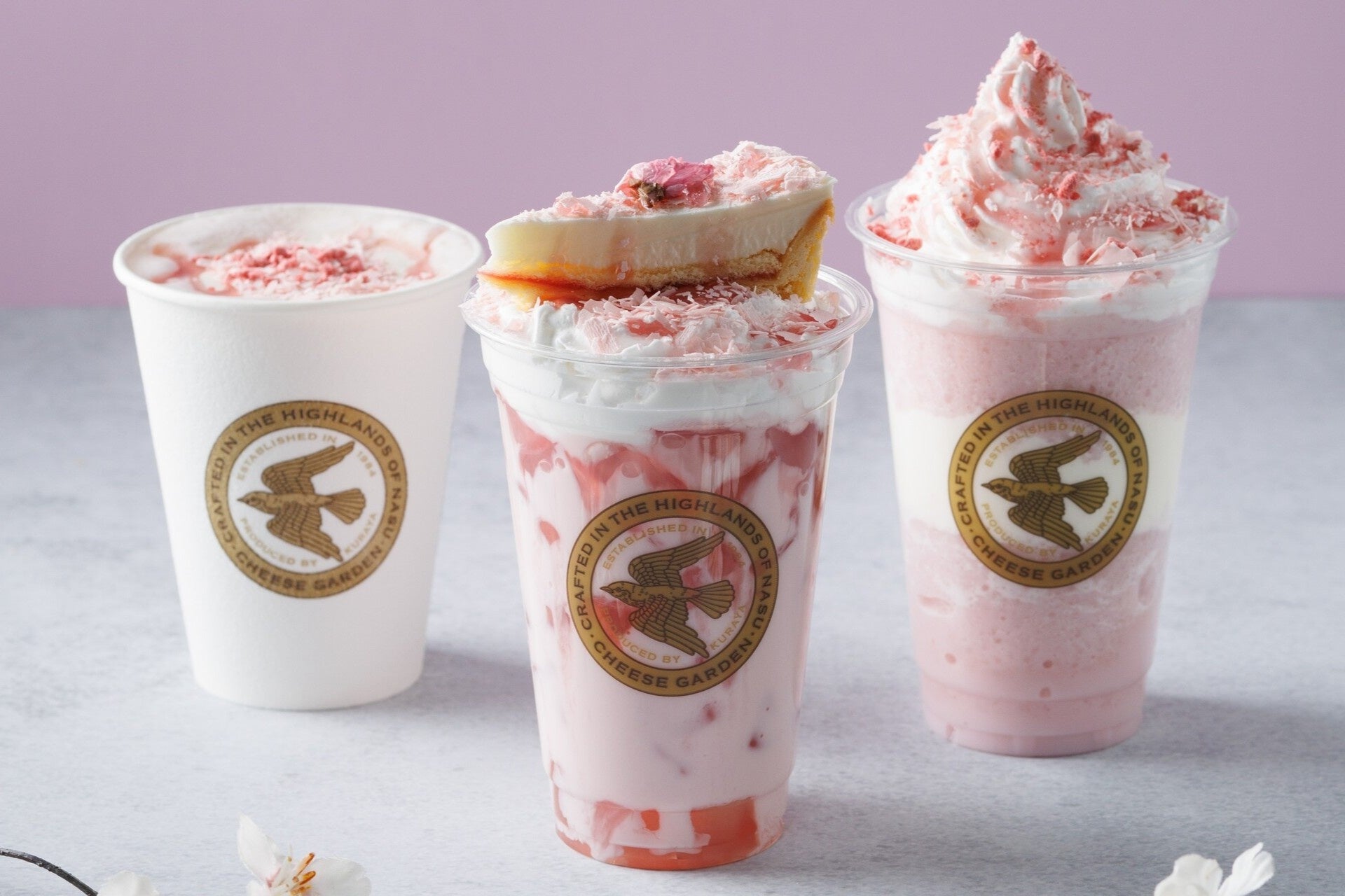 【チーズガーデン】華やかな桜色の愛らしい季節限定カフェドリンク　春めく季節に“桜×チーズ”を味わう『SAKURA DRINKS』発売