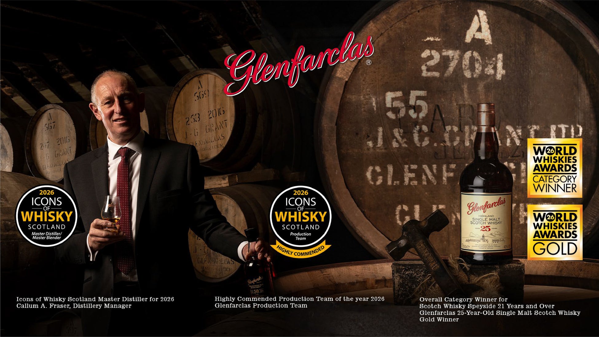 グレンファークラス蒸溜所、世界的アワードで存在感を示し続ける。ワールド・ウイスキー・アワード・スコットランド2026で再び複数賞に輝く