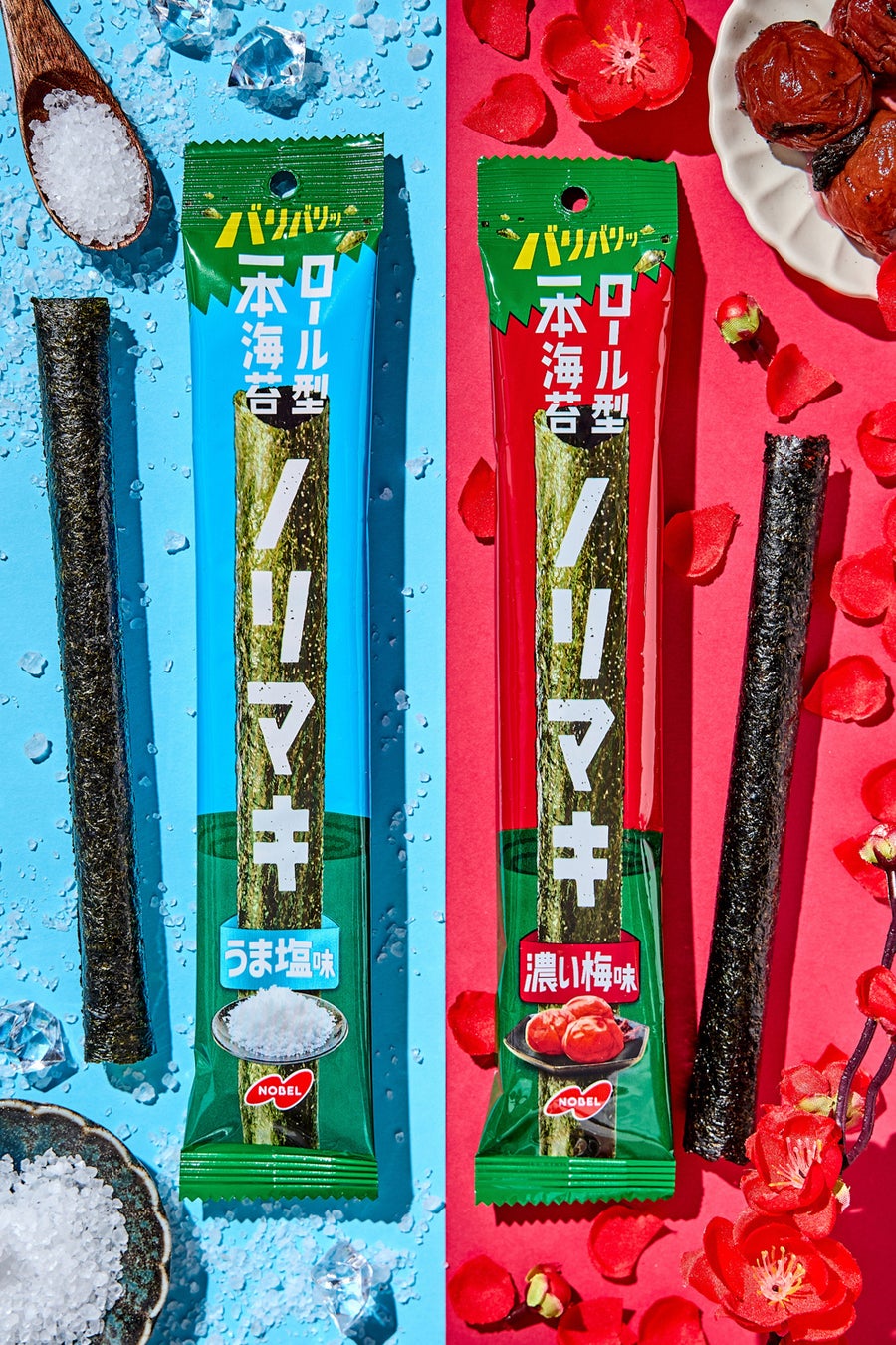 “ロール形状の海苔”という新提案！海苔本来のうま味がひと口で広がる！「ノリマキ うま塩味／濃い梅味」～「バリバリッ」とした食感と唯一無二の味わいで、つい手が伸びるおいしさ～