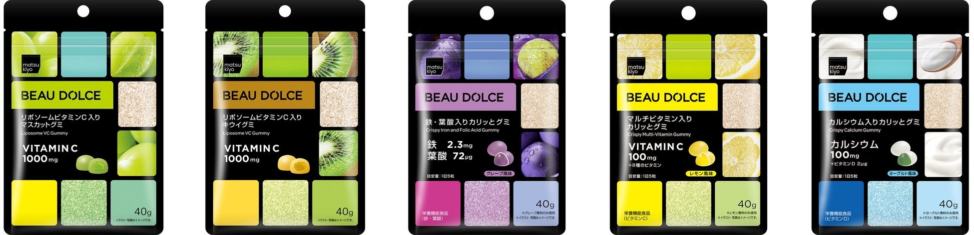 ビタミンCの吸収効率にこだわった「リポソームビタミンC入りグミ」と日常で不足しがちな栄養機能食品の「カリッとグミ」が販売開始