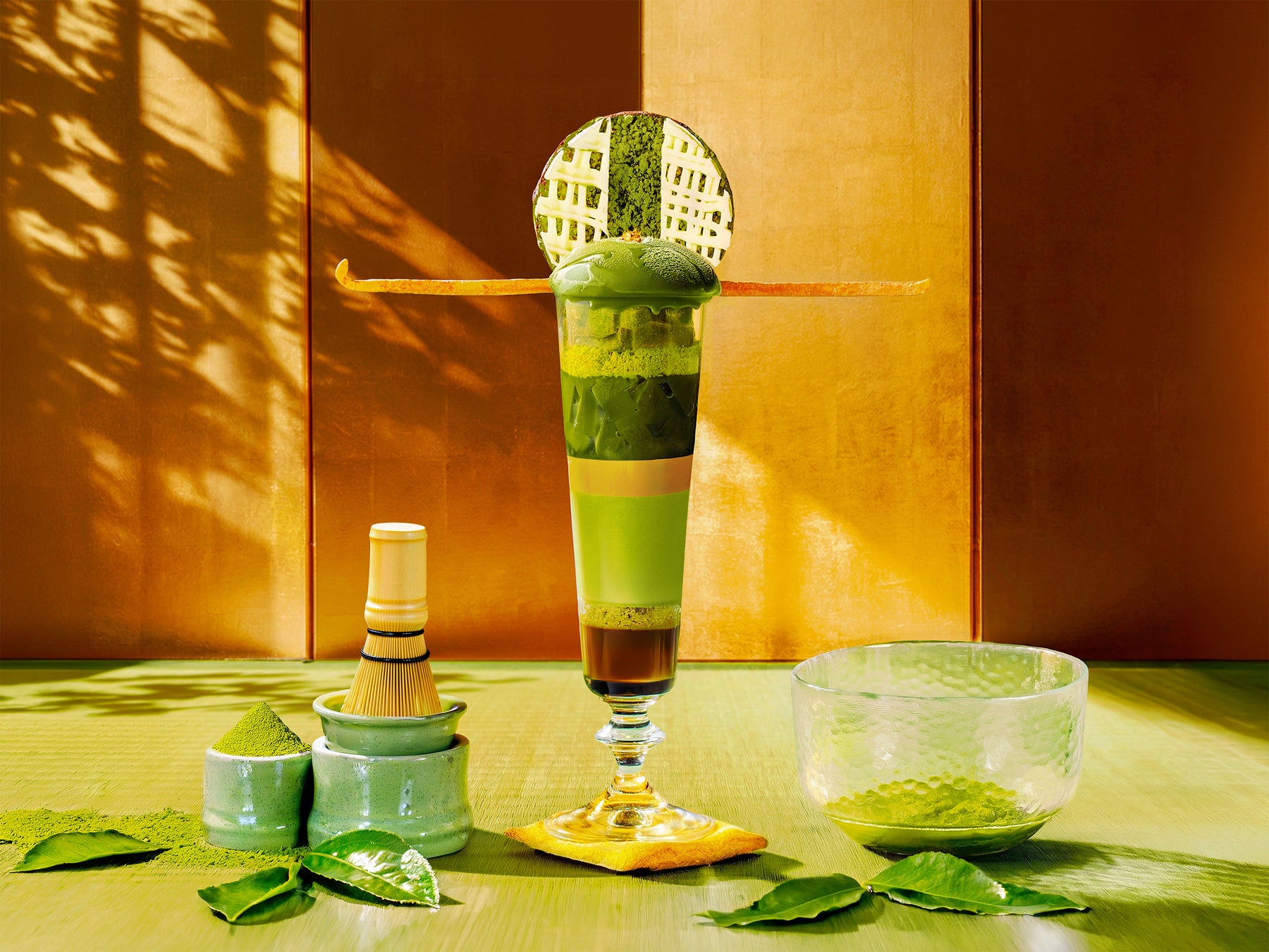 メズム東京、オートグラフ コレクション 茶室の「円窓」をイメージした抹茶とガナッシュの「レイヤード・パフェ」