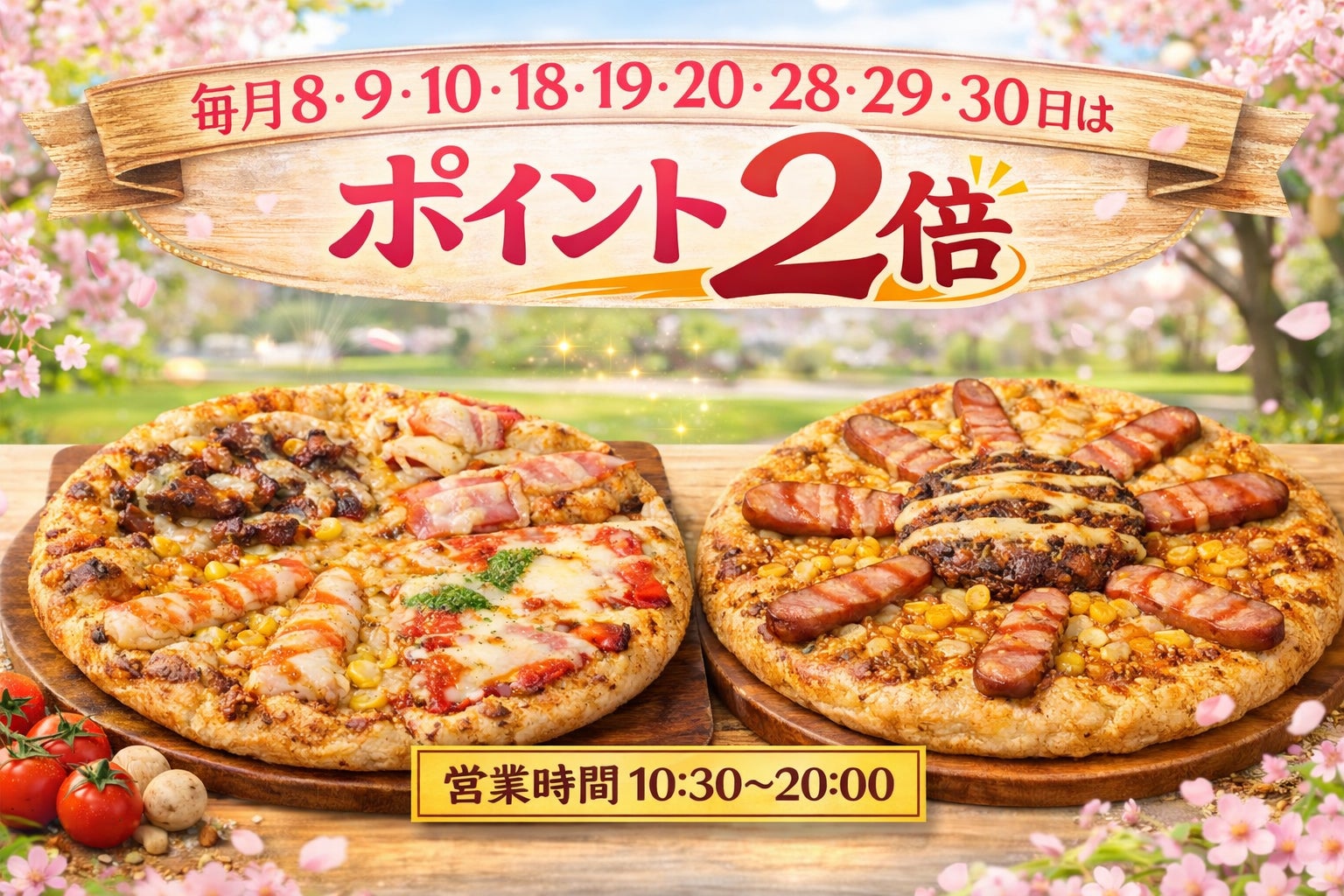 ナチュラルスマイルピザ、3月18日・19日・20日もポイント2倍　お花見シーズンにもぴったりな「春のスマイルキャンペーン」7品と春の新商品2品も好評発売中