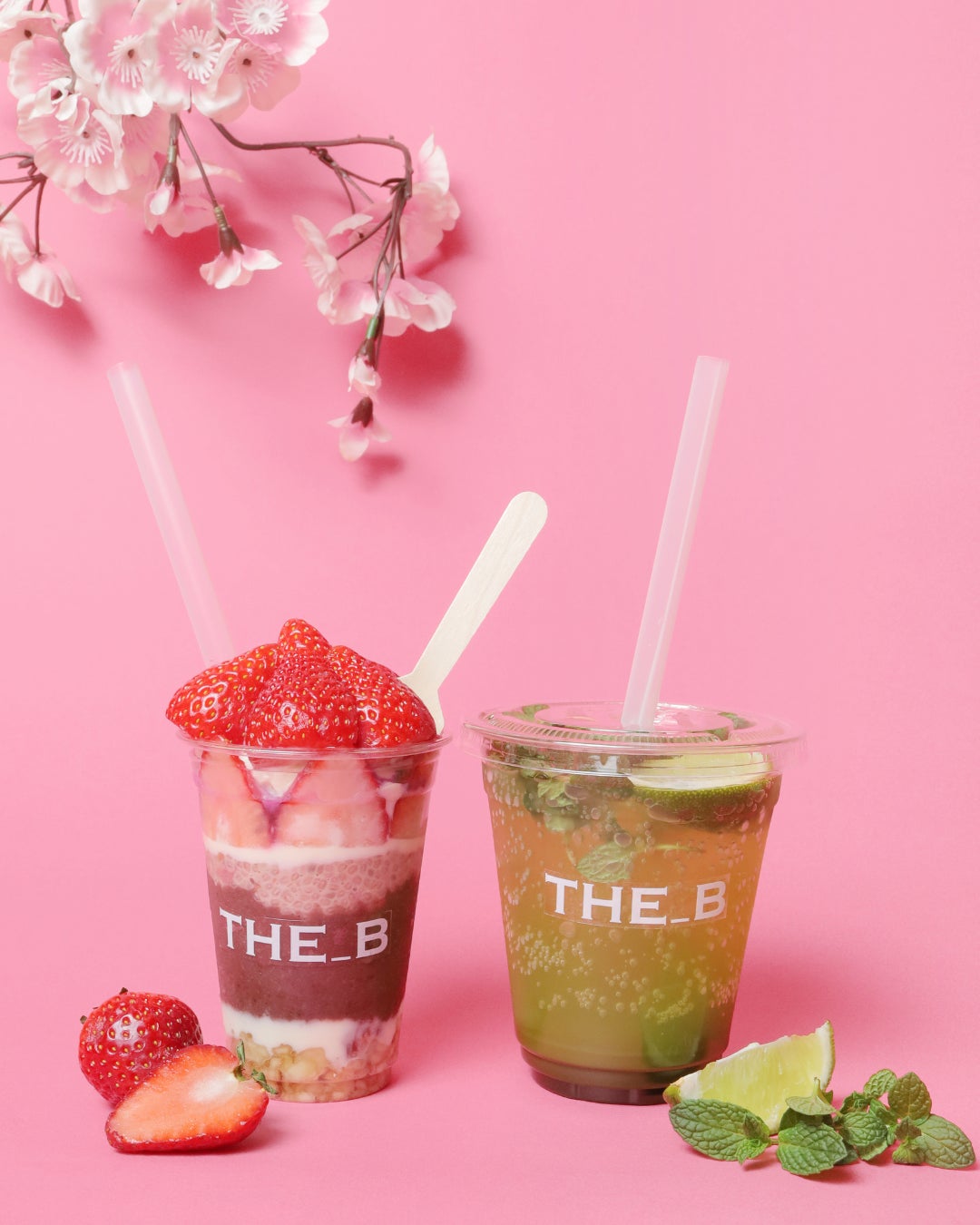 ＜THE_B春の新メニュー＞いちごたっぷり使用「飲めるアサイーパフェいちごボム」＆すっきり爽やか和ドリンク「抹茶モヒート」。今春限定 お花見やピクニックにぴったりのスペシャルメニュー2種が登場！