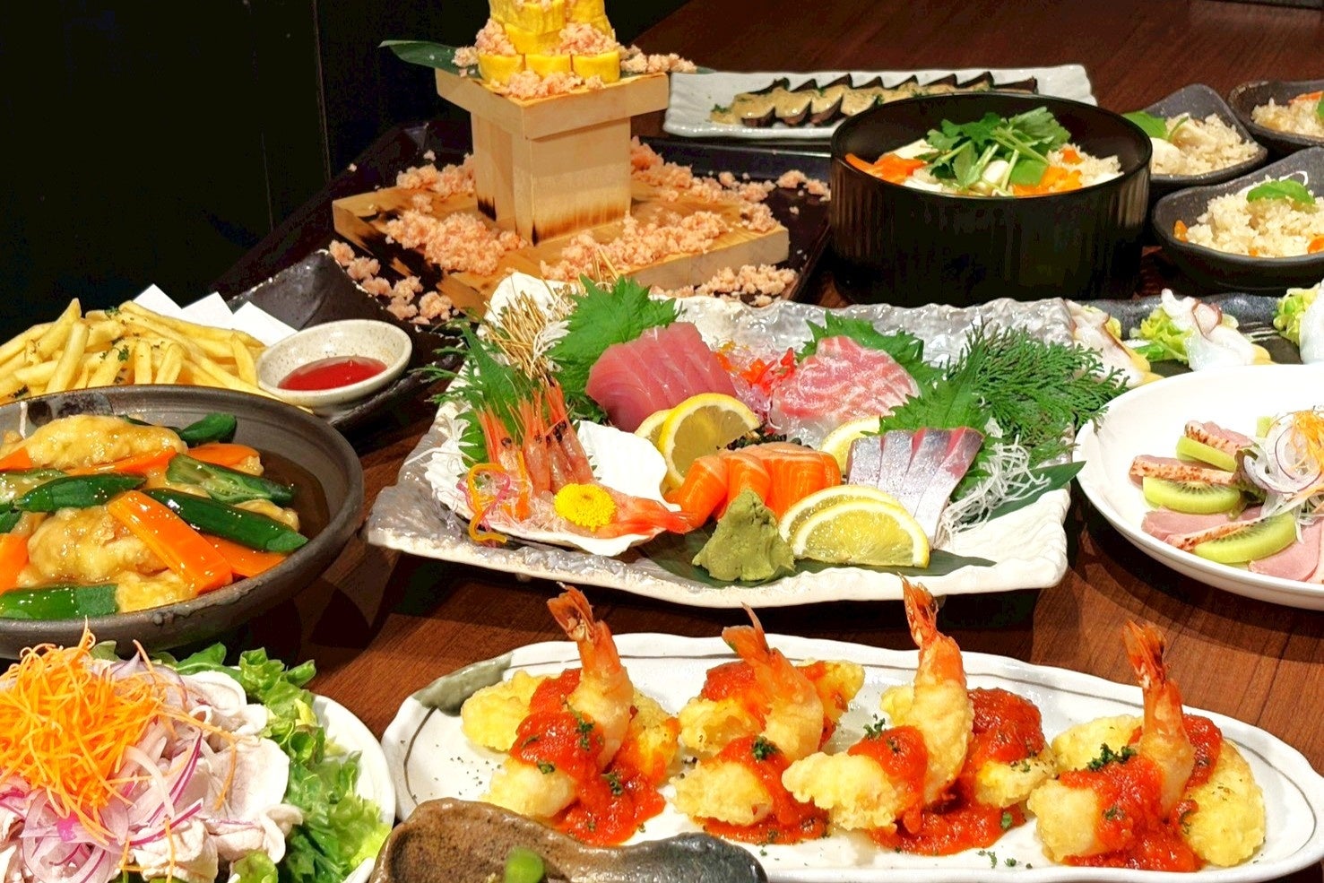 社長が自ら仕入れる鮮魚が主役。春の歓送迎会“海鮮ごちそうコース”登場｜北海道海鮮 にほんいち 福島店