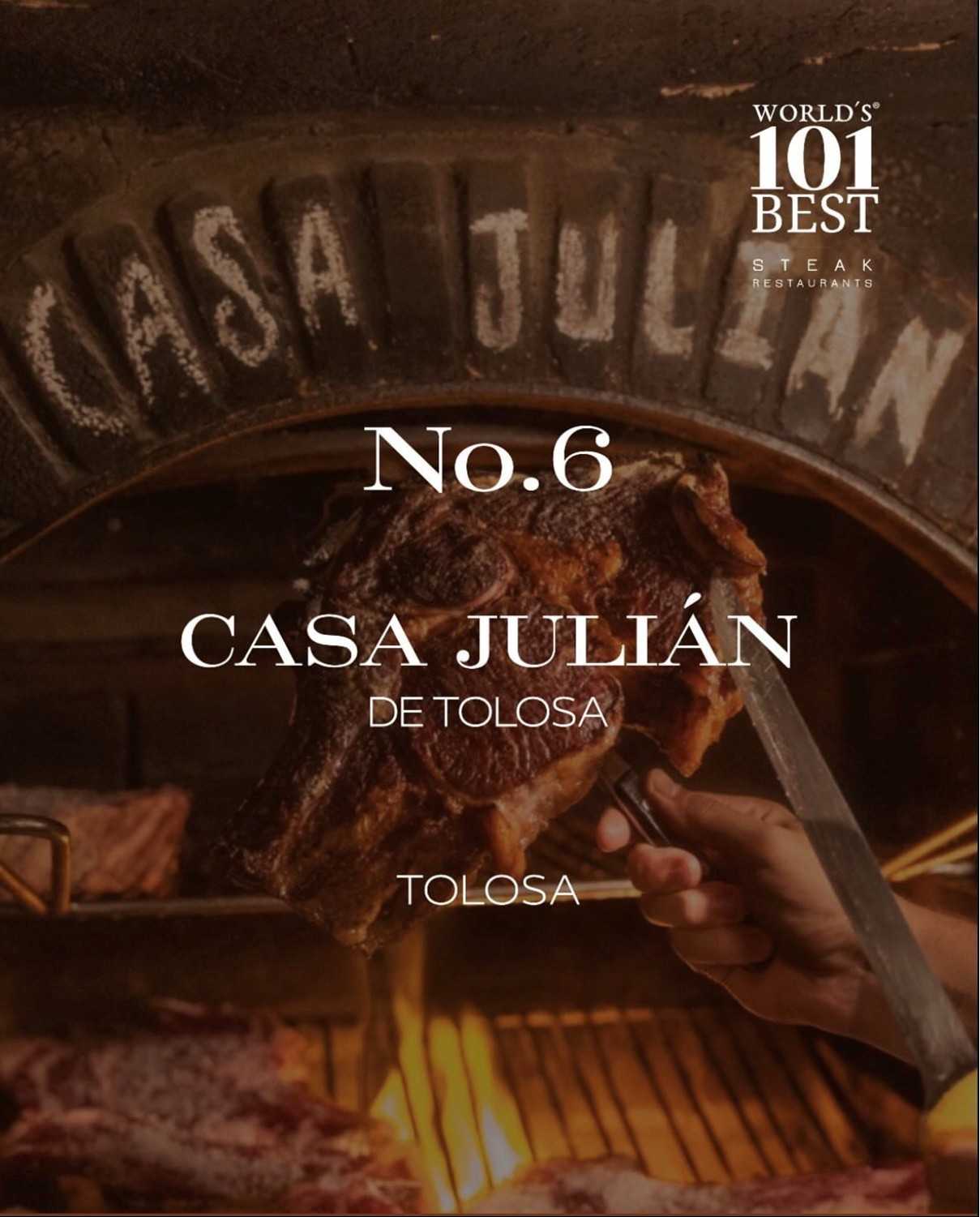 スペイン“チュレタ”の名店「Casa Julian（カサフリアン）」世界のステーキレストラン101軒 「World’s Best Steak Restaurants 101」2026年度 6位に入賞