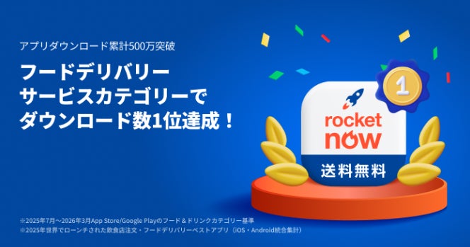 フードデリバリーアプリ「Rocket Now」が累計500万ダウンロードを突破