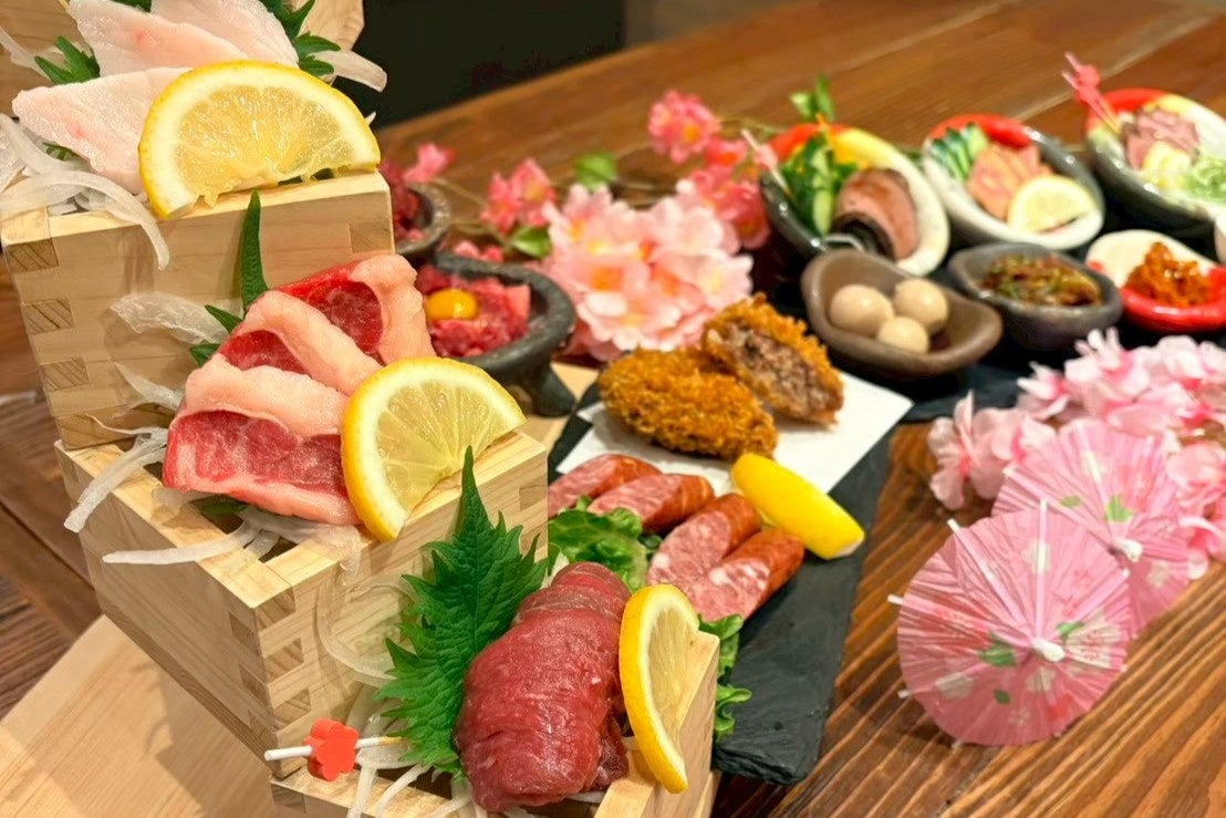 「場所取り不要・手ぶらで花見」大阪の馬肉専門店が“花見御膳”を期間限定提供｜大衆馬肉酒場 馬王 十三店