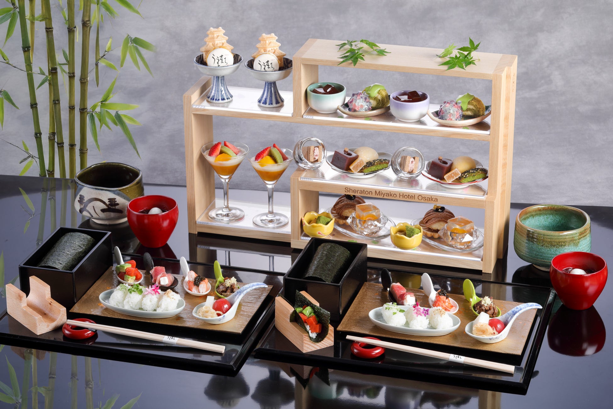 【シェラトン都ホテル大阪】和食料理長とパティシエのコラボレーションアフタヌーンティー「Night 和sweets ～和のアフタヌーンティー～」初夏バージョン販売
