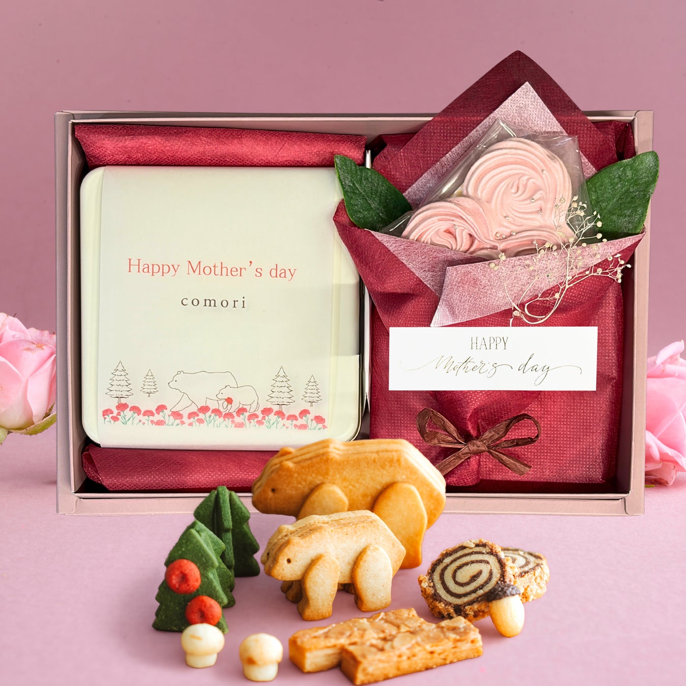 今年の母の日は”美味しい花束”を。昨年大人気だった”クッキー缶×メレンゲブーケのギフトボックス”が、高級感あふれる限定パッケージでグレードアップ