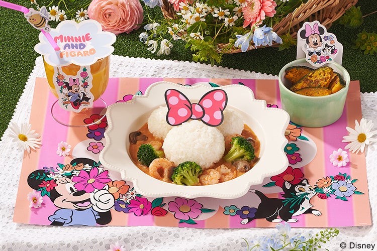 お花畑で遊ぶ＜ミニ―マウス＞と＜フィガロ＞が食卓を楽しく、華やかに彩る　Kit Oisix「＜ミニーマウス＞花畑えびカレー」販売（4/30～）
