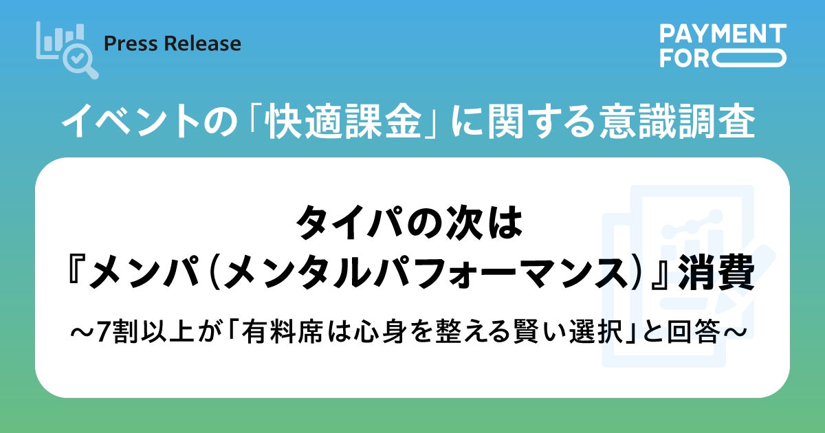 イベントの「快適課金」に関する意識調査～タイパの次は『メンパ（メンタルパフォーマンス）』消費～