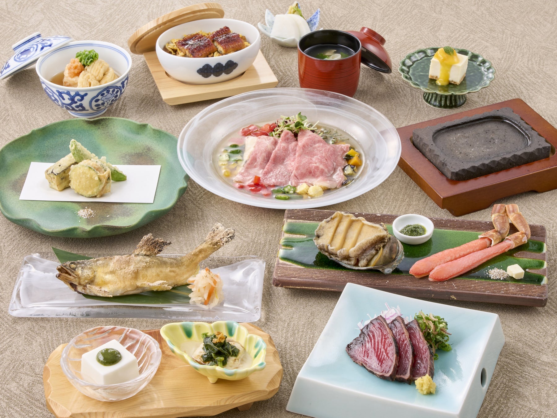 鮑とずわいがにの溶岩焼きや黒毛和牛と夏野菜の冷やし豆腐など！湯葉と豆腐の店「梅の花」が贈る夏の特別懐石を６月より販売開始