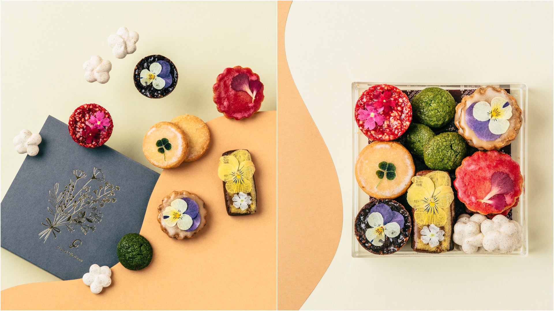 蓋をあけると満開の“食べられる花”のクッキーが登場！食べられる押し花をふんだんにつかったクッキー缶「ママルニー」。銀座三越本館地下2階「ギンザスイーツパークⅠ」にて限定販売