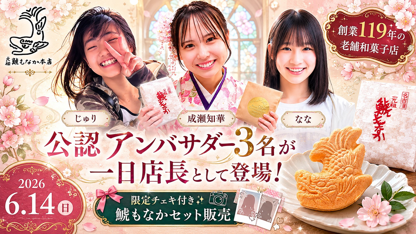 『美少女図鑑AWARD2026』『MixChannel（ミクチャ）』受賞メンバー3名が 「元祖鯱もなか本店」の一日店長に就任！