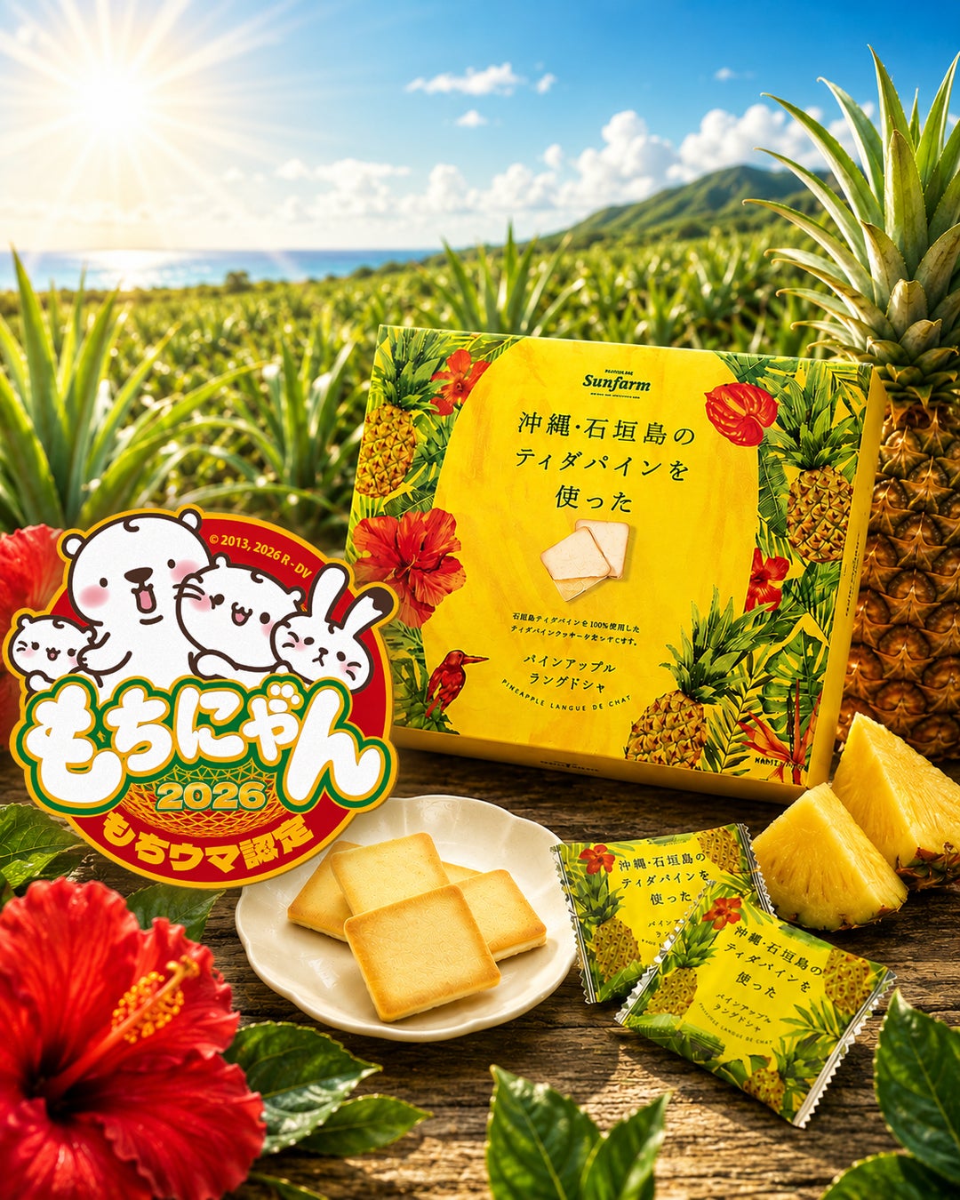 【西武渋谷店イベント限定】石垣島のティダが渋谷に！SUNファーム「石垣島のティダパインを使ったパインアップルラングドシャ」もちにゃんコラボで販売決定！