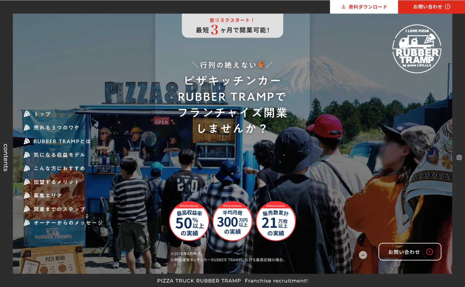 人気ピザのキッチンカー「RUBBER TRAMP」フランチャイズ展開を本格始動