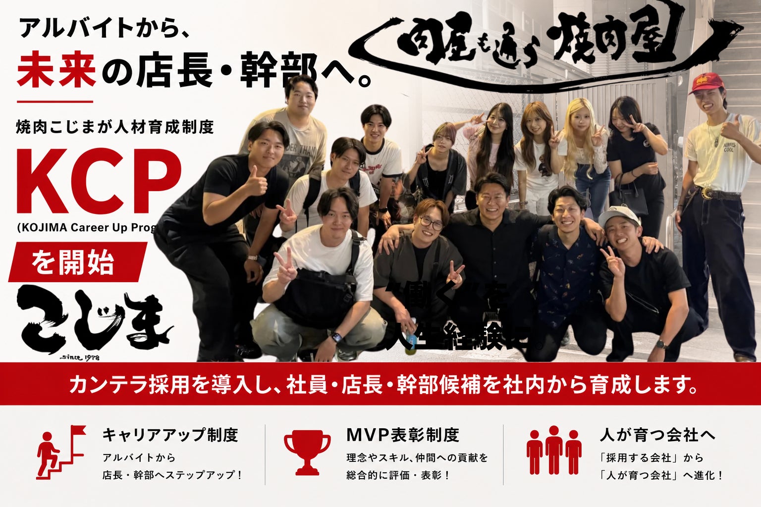 アルバイトを未来の幹部へ育てる「こじまユース」を本格始動。独自の人材育成制度『KCP』を開始！