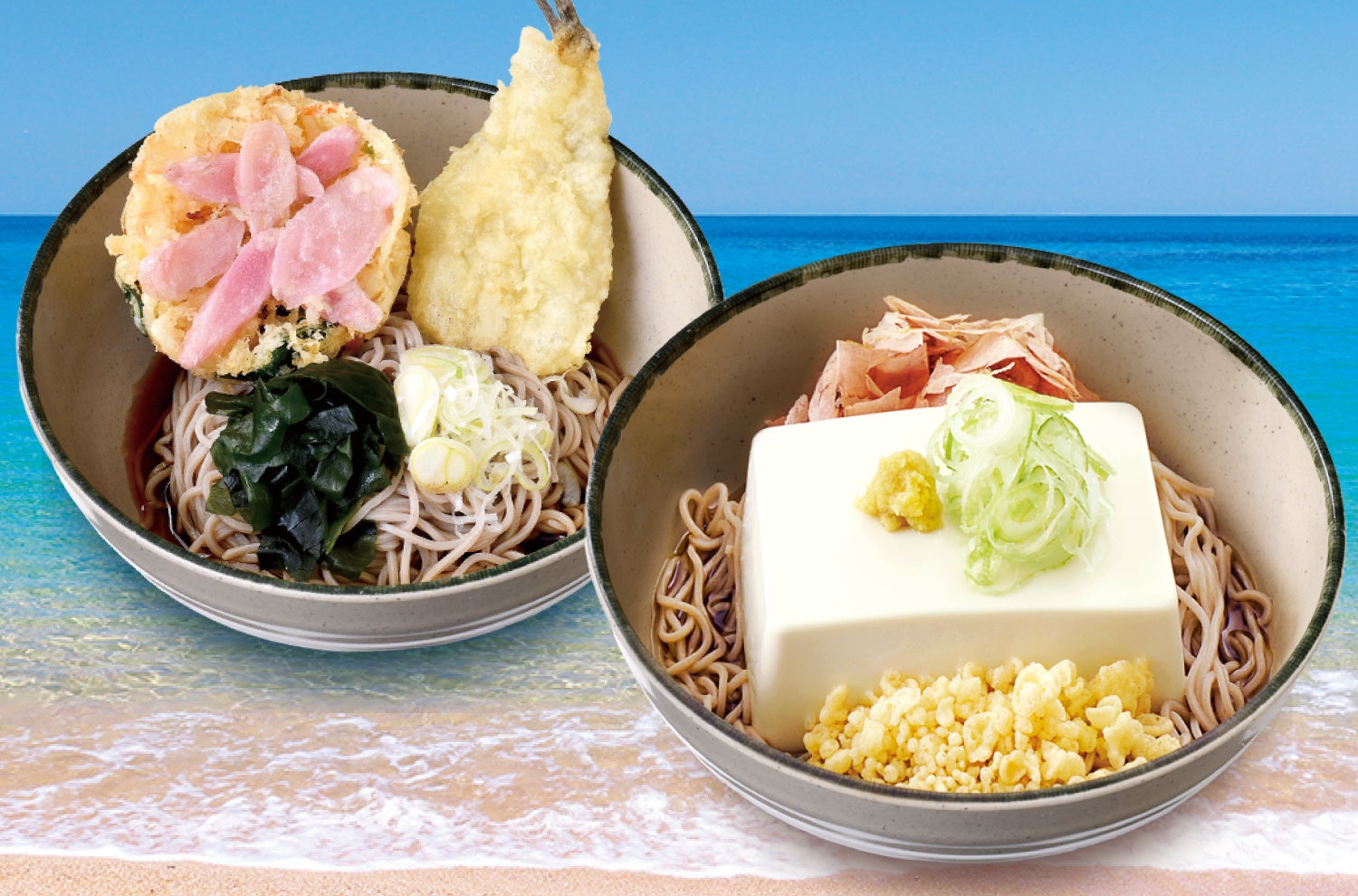 箱根そばの「夏の風物詩」が今年も登場！７月のおすすめ商品「豆腐一丁そば」、「新生姜のミニかき揚げ天とハゼ天」を７月１日（水）１０時から発売