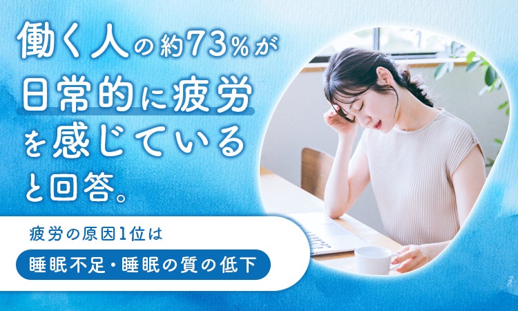 働く人の約73％が”日常的に疲労を感じている”と回答。疲労の原因1位は「睡眠不足・睡眠の質の低下」