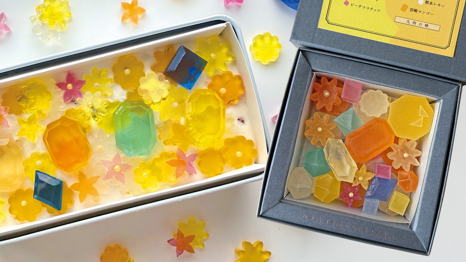 夏の花々と宝石のきらめきを琥珀糖とアイスケーキに閉じ込めて。ハラペコラボの夏季限定スイーツ、7月3日より発売開始