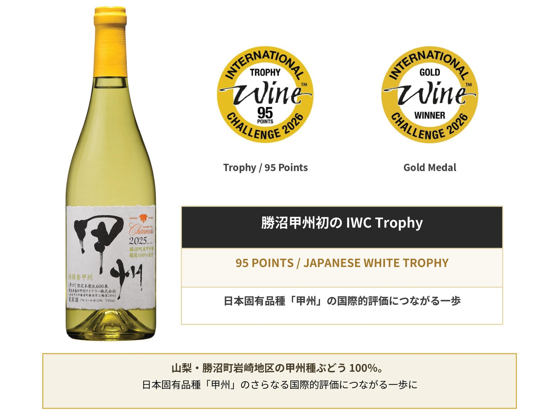 勝沼甲州 初の IWC Trophy