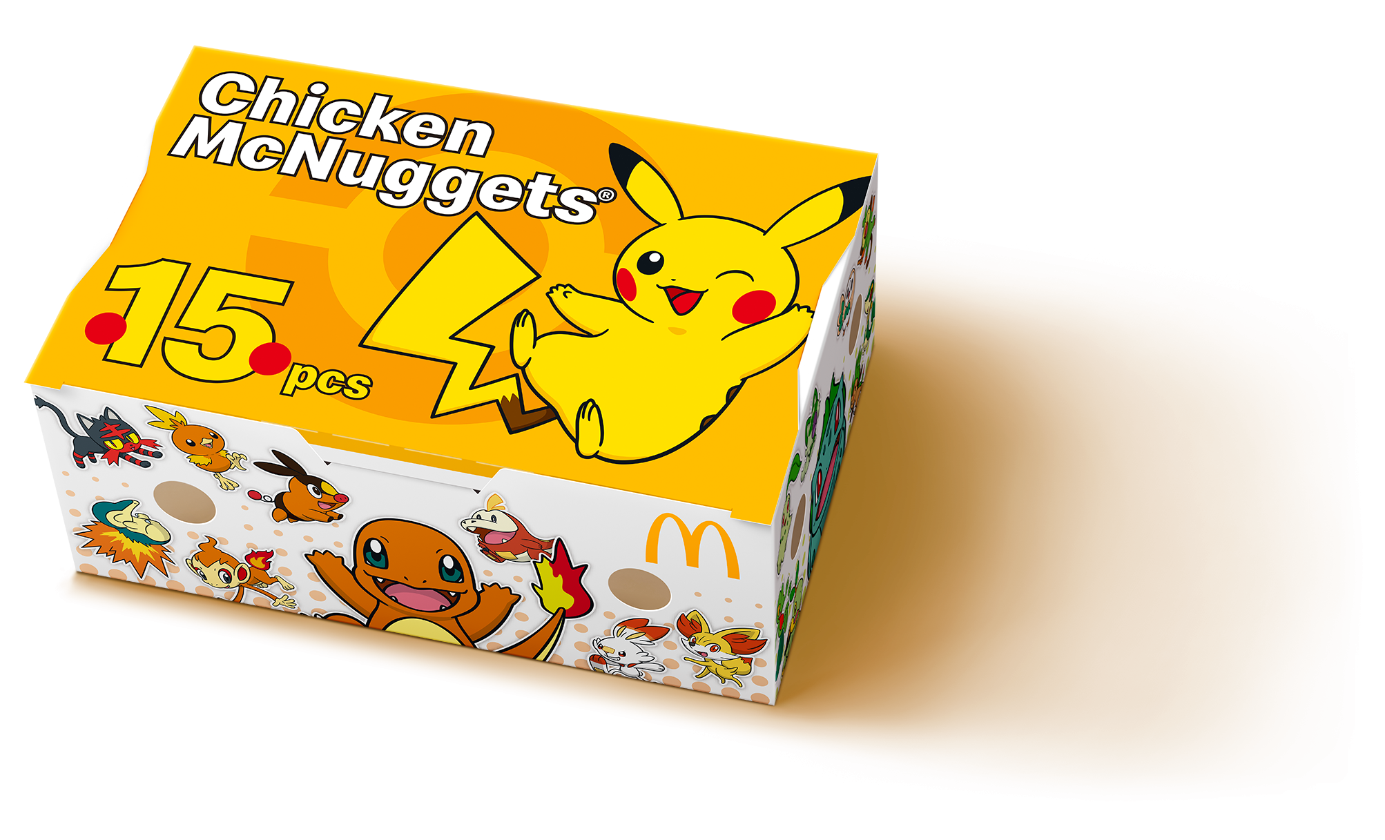 ナゲットがおトク＆ポケモンデザインパッケージで登場！ 「チキンマックナゲット® 15ピース」が250円もオトク！今だけ特別価格490円！ 7月15日（水）から8月11日（火）までの4週間限定