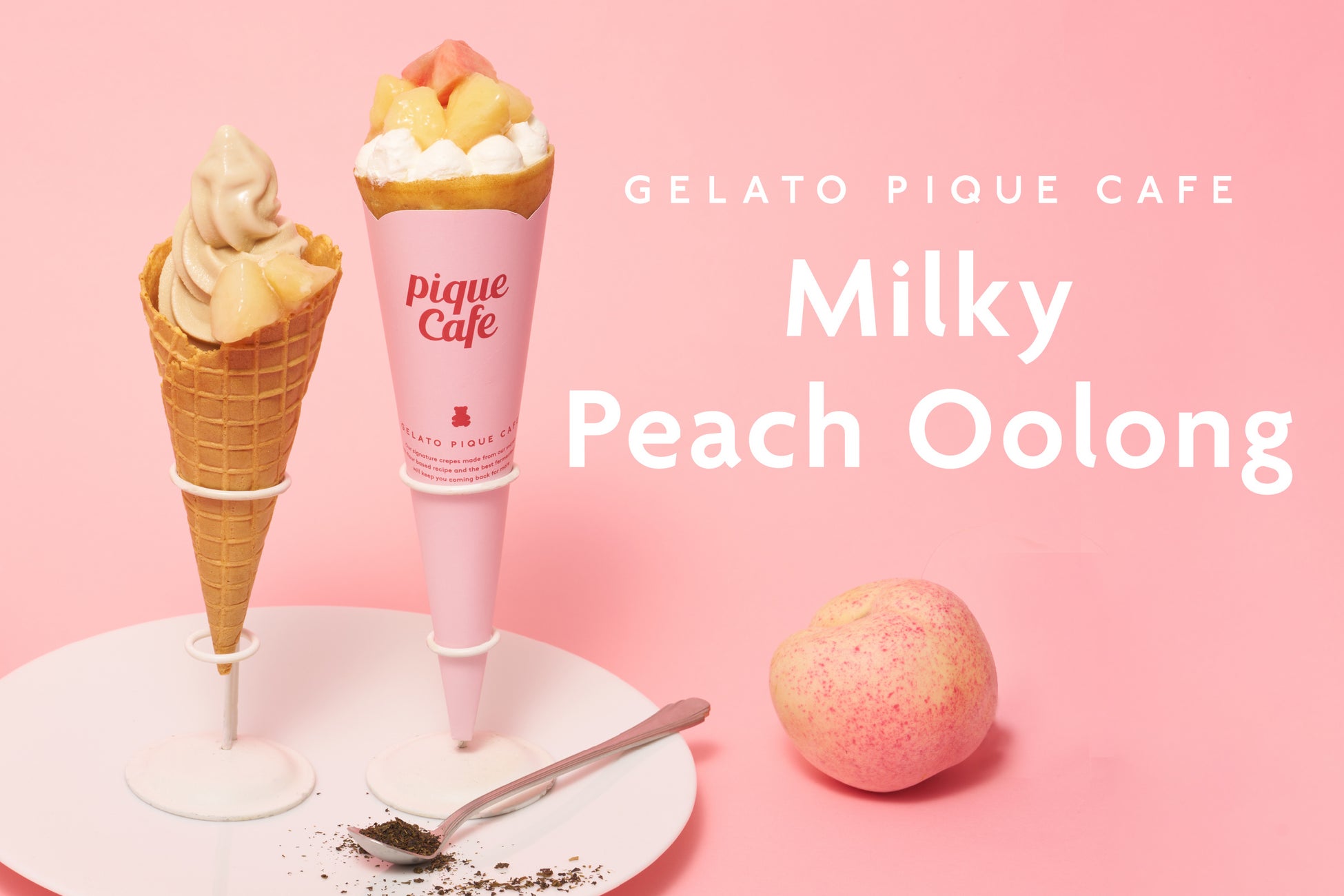 【gelato pique cafe】みずみずしい白桃とウーロン茶のハーモニー“Milky Peach Oolong” フェアを開催！夏にぴったりのクレープとソフトクリームが登場＜7月23日～＞