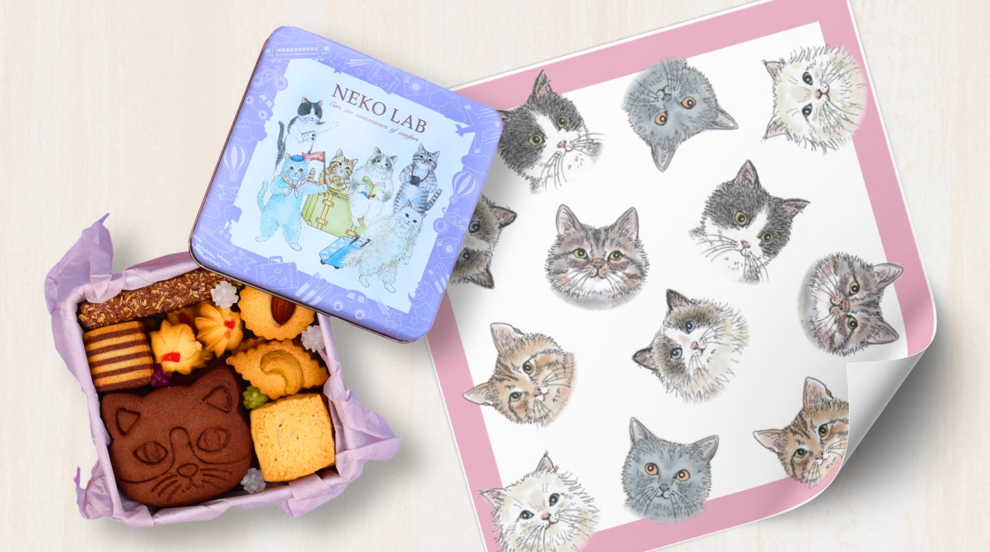 【NEKO LAB】福島「エスパル福島」に期間限定出店！お盆の帰省土産や、夏ギフトに人気の猫モチーフクッキー缶や雑貨が集結。