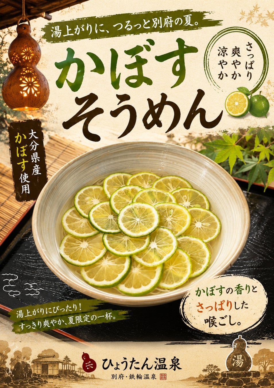 朝風呂のあとは、つるりと一杯。ひょうたん温泉、「朝そうめん」を8月21日より時間限定で提供