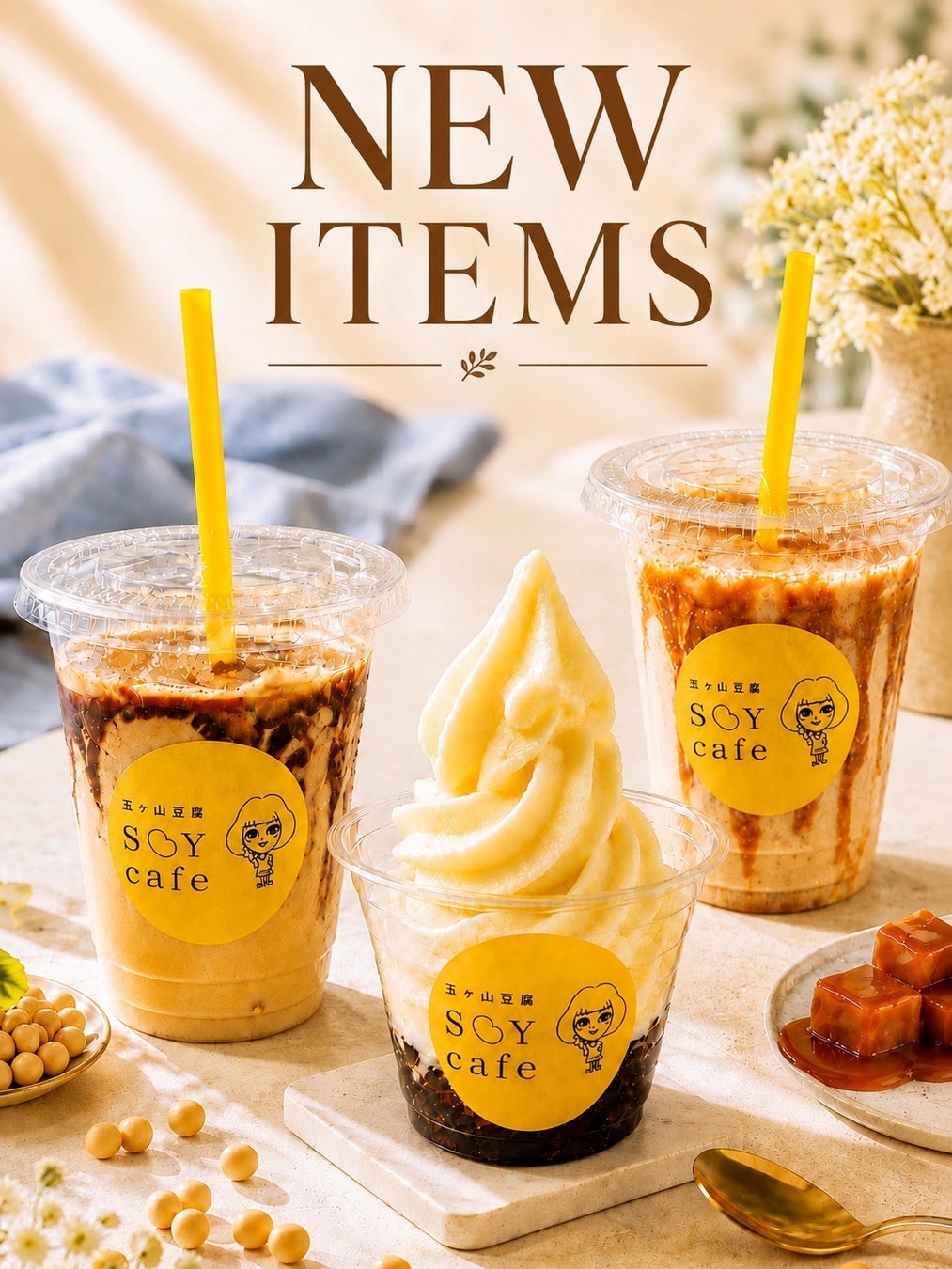 お豆腐屋さんのカフェ「五ケ山豆腐SOYcafe」から、体にやさしい夏の新メニュー3商品が同時に新発売！