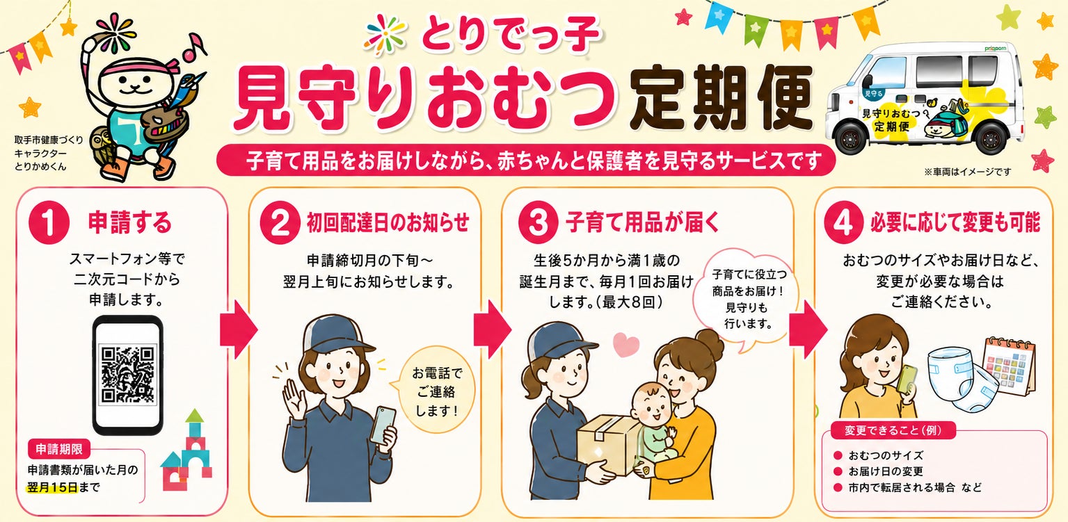 取手市と連携し地域の子育て応援　「とりでっ子見守りおむつ定期便」市役所で出発式　9月1日（火）〔茨城 栃木〕