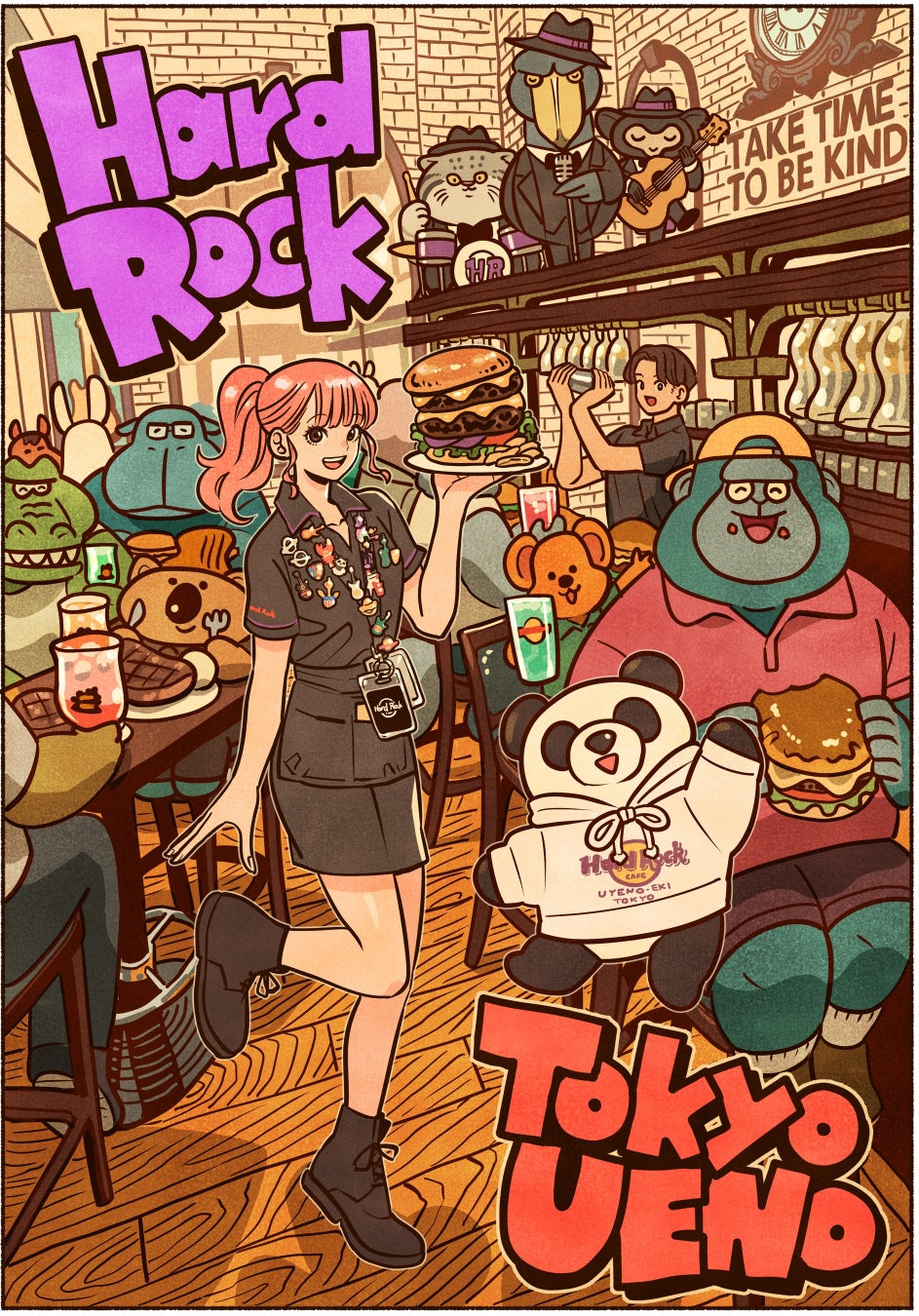 アメリカンレストラン「ハードロックカフェ」上野駅東京店 アニメの魅力を描くイラストレーター「タケウチリョースケ」氏と初コラボ